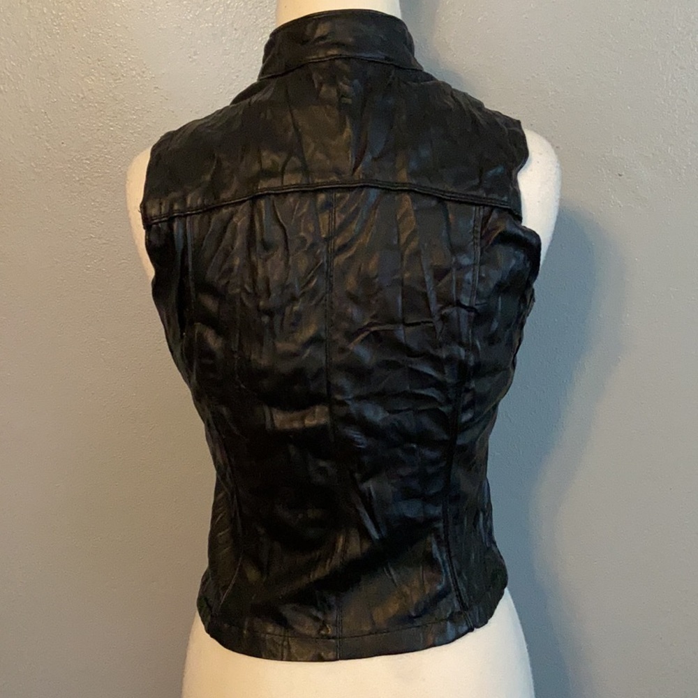 Vintage Miley Cyrus Motorcycle Vest Black Faux Leather Junior M - Picture 3 of 8